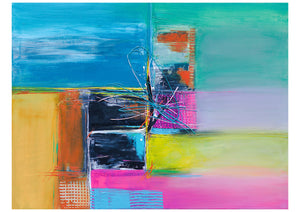 "Happy Squares" - (2021) - 102 x 76 x 1.5 cm Large Original Acrylic Abstract Painting