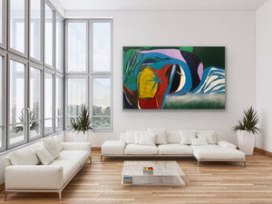 "Penguin" - (2021) - 122 x 76 x 4 cm Large Original Acrylic Abstract Painting