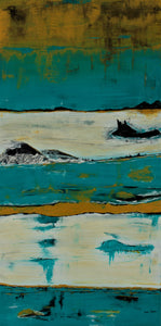 "Lost Sea" - (2020) - 61x122x4cm Large Original Acrylic Abstract Painting