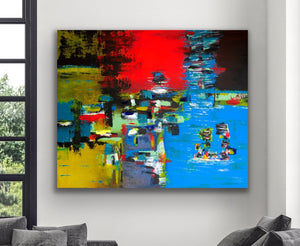 "Boat" - (2020) - 120x100x4cm Large Original Acrylic Abstract Painting