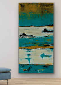 "Lost Sea" - (2020) - 61x122x4cm Large Original Acrylic Abstract Painting