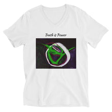 Load image into Gallery viewer, Unisex Short Sleeve V-Neck T-Shirt with &quot;Truth is Power&quot; Artwork with Title