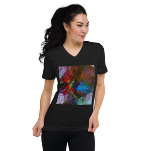 Unisex Short Sleeve V-Neck T-Shirt with "Life" Artwork