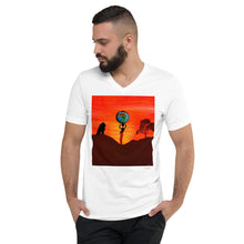 Load image into Gallery viewer, Unisex Short Sleeve V-Neck T-Shirt with &quot;Born in Africa&quot; Artwork