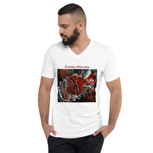 Load image into Gallery viewer, Unisex Short Sleeve V-Neck T-Shirt with &quot;Extreme Attraction&quot; Artwork