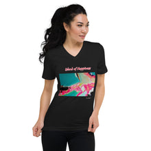 Load image into Gallery viewer, Unisex Short Sleeve V-Neck T-Shirt with &quot;Island of Happiness&quot; Artwork