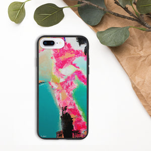 Biodegradable iPhone case with "Island of Happiness" Artwork