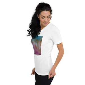 Unisex Short Sleeve V-Neck T-Shirt with "Spring" Artwork