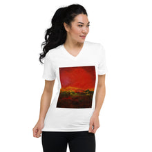 Load image into Gallery viewer, Unisex Short Sleeve V-Neck T-Shirt with &quot;World on Fire&quot; Artwork