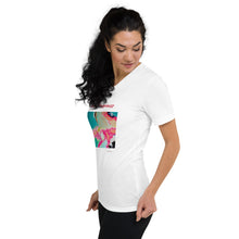 Load image into Gallery viewer, Unisex Short Sleeve V-Neck T-Shirt with &quot;Island of Happiness&quot; Artwork