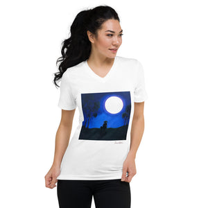 Unisex Short Sleeve V-Neck T-Shirt with "A Girl and a Dream" Artwork