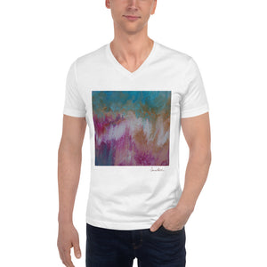 Unisex Short Sleeve V-Neck T-Shirt with "Spring" Artwork