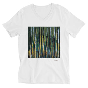 Unisex Short Sleeve V-Neck T-Shirt with "Forest" Artwork