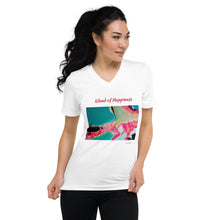 Load image into Gallery viewer, Unisex Short Sleeve V-Neck T-Shirt with &quot;Island of Happiness&quot; Artwork