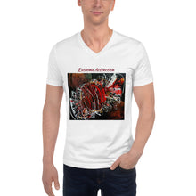 Load image into Gallery viewer, Unisex Short Sleeve V-Neck T-Shirt with &quot;Extreme Attraction&quot; Artwork