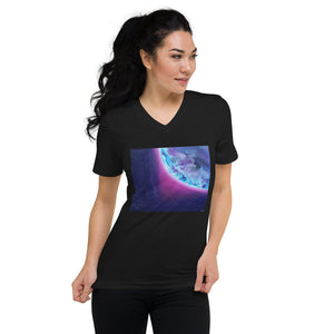 Unisex Short Sleeve V-Neck T-Shirt with "Earth" Artwork