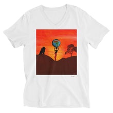 Load image into Gallery viewer, Unisex Short Sleeve V-Neck T-Shirt with &quot;Born in Africa&quot; Artwork