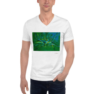 Unisex Short Sleeve V-Neck T-Shirt with "A Splash of Energy" Artwork